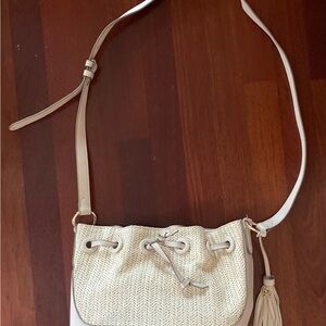 Sam Edelman Cream Crossbody Bag with Gold Accents
